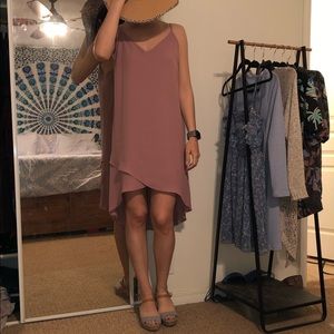 Rose High-Low Spaghetti Strap Sheath Dress